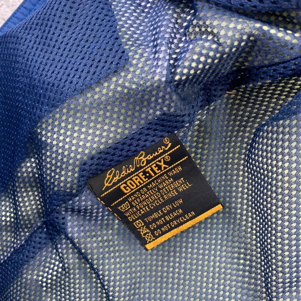Vintage Eddie Bauer Gore Tex Jacket Mens XL Blue Hooded‎ Rain Nylon Waterproof - Picture 10 of 16